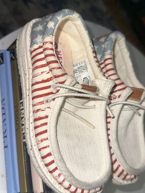 Hey Dude Kids Slip-On Shoes Red White Blue American Flag Design